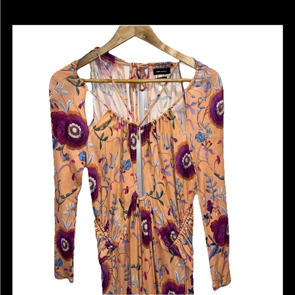 ISABEL MARANT Jadessi Dress Peach Floral FR 40 US 8 Cut Out Midi Halter Boho NWT - Picture 7 of 14